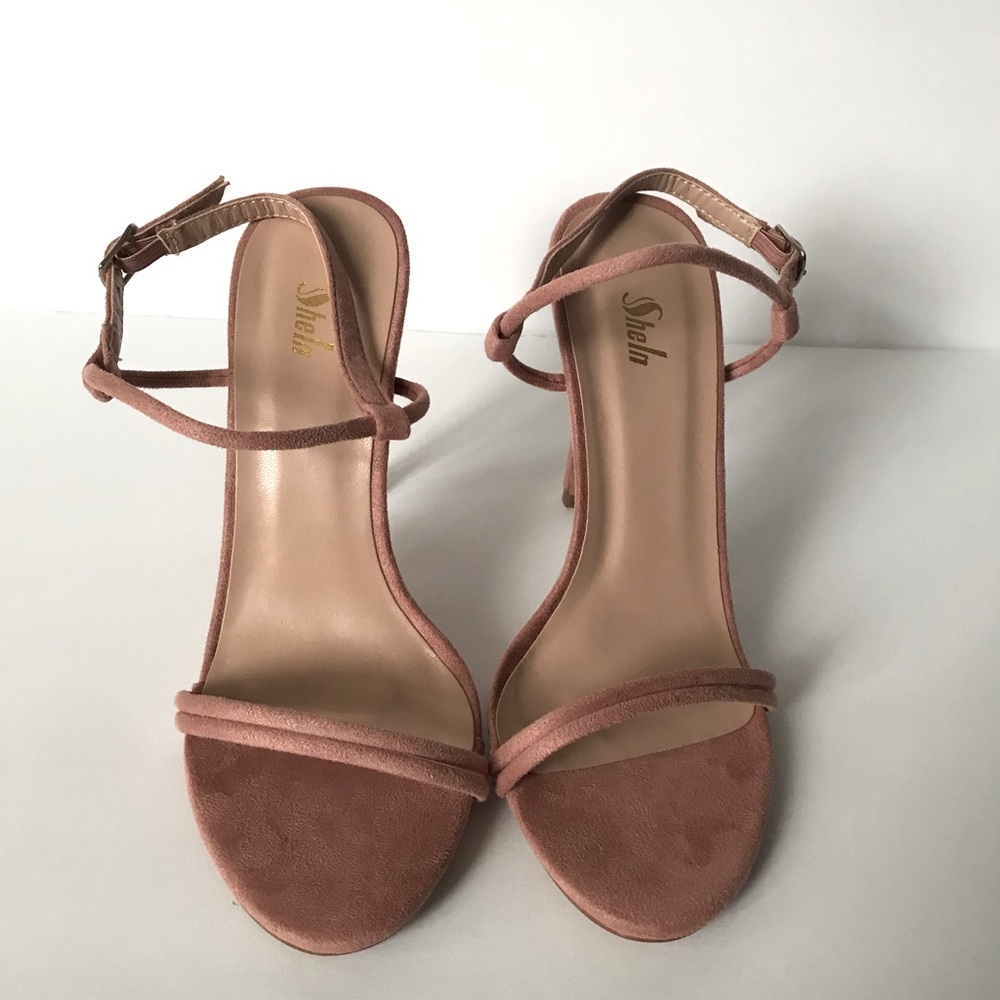 Dusty pink faux suede Shien strappy Sandal heels